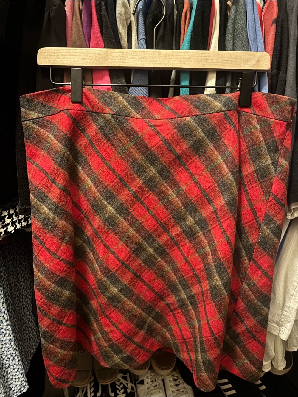 American Eagle Outfitters Red and Brown Plaid A-Line Skirt